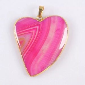 2/$20...Pink Onyx Agate Heart Gold Necklace